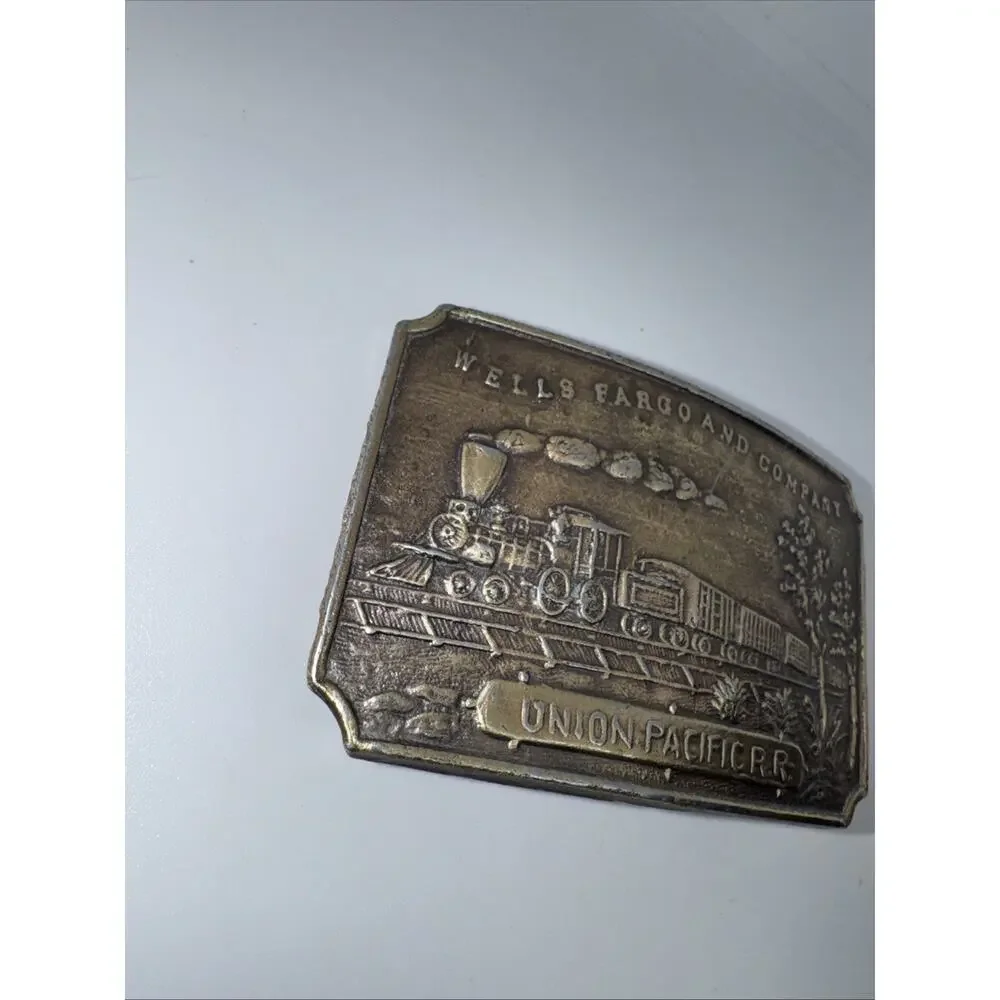 Wells Fargo TEXAS Brass Belt Buckle – Union Pacific Railroad – 5176